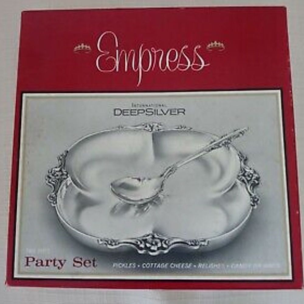 Vintage Empress International Deep Silver Two Piece Party Set In Original Box!